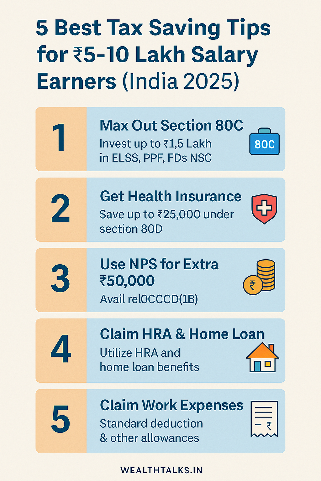 Top 5 Tax Saving Tips for ₹5–10 Lakh Salary Earners in India (2025)